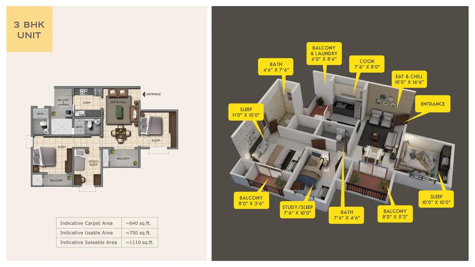 Provident Capella apartments 3 BHK floor plan