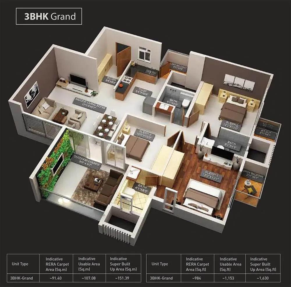 Purva Aspire apartments floor plan