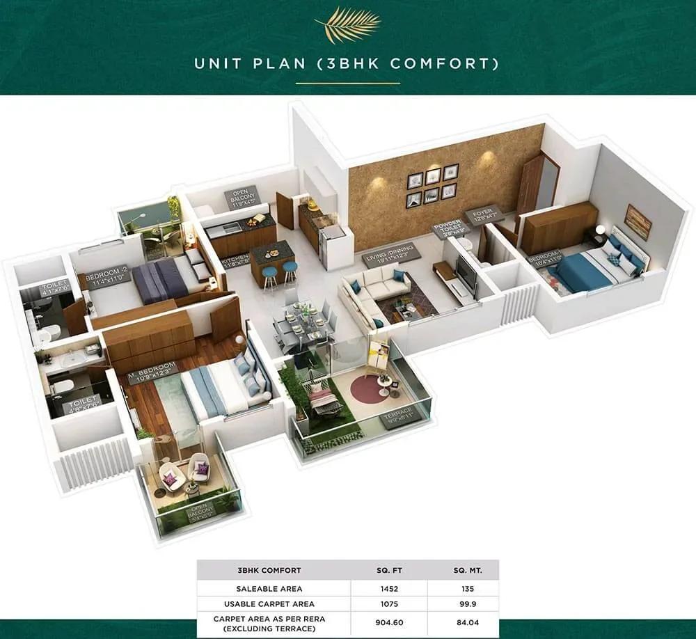 Purva Emerald Bay apartments floor plan
