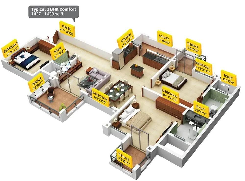 Purva Silversands apartments floor plan
