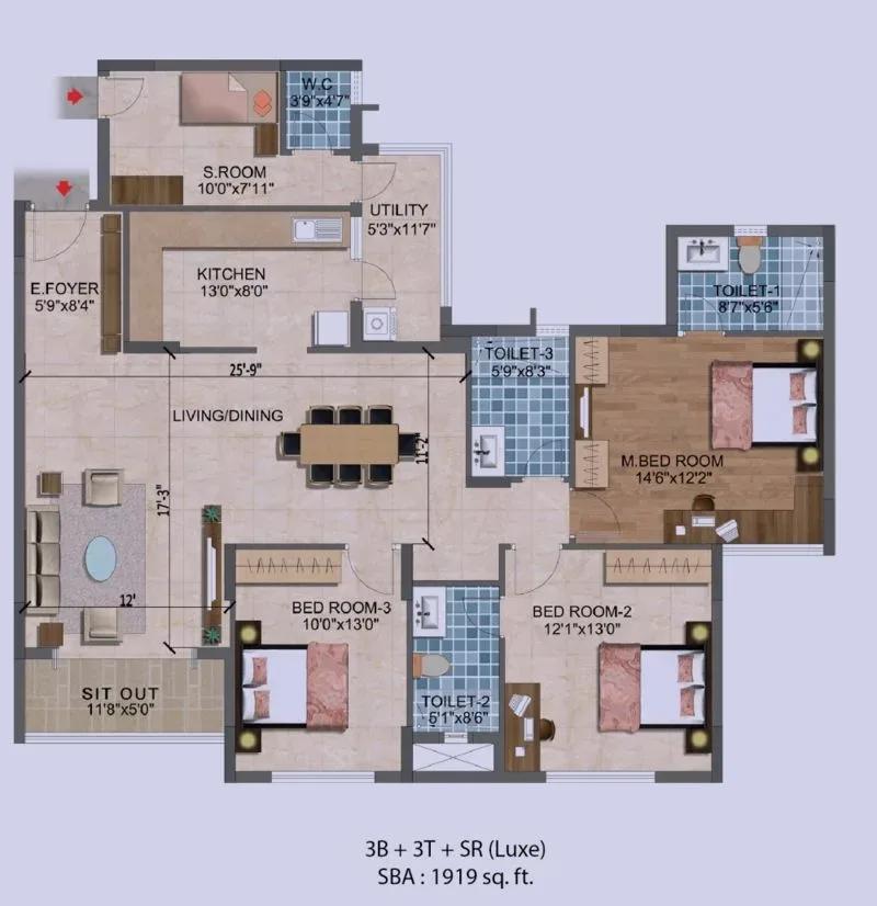 Purva Westend apartments floor plan