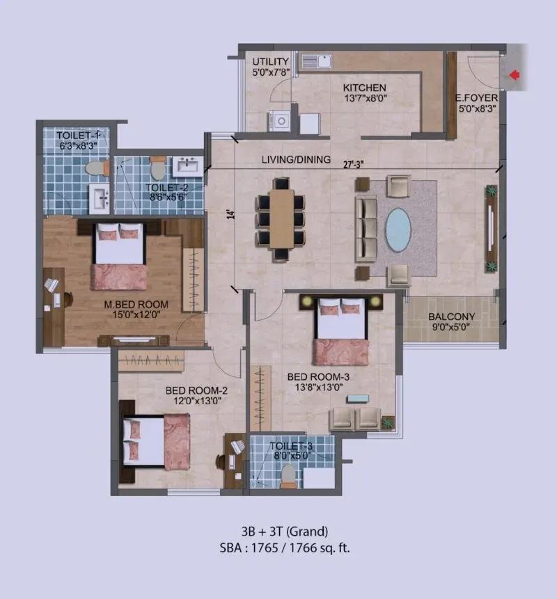 Purva Westend apartments floor plan