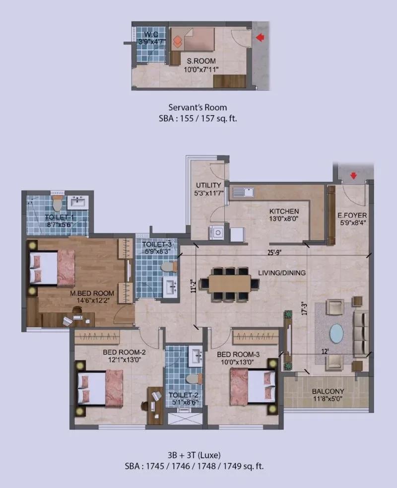 Purva Westend apartments floor plan