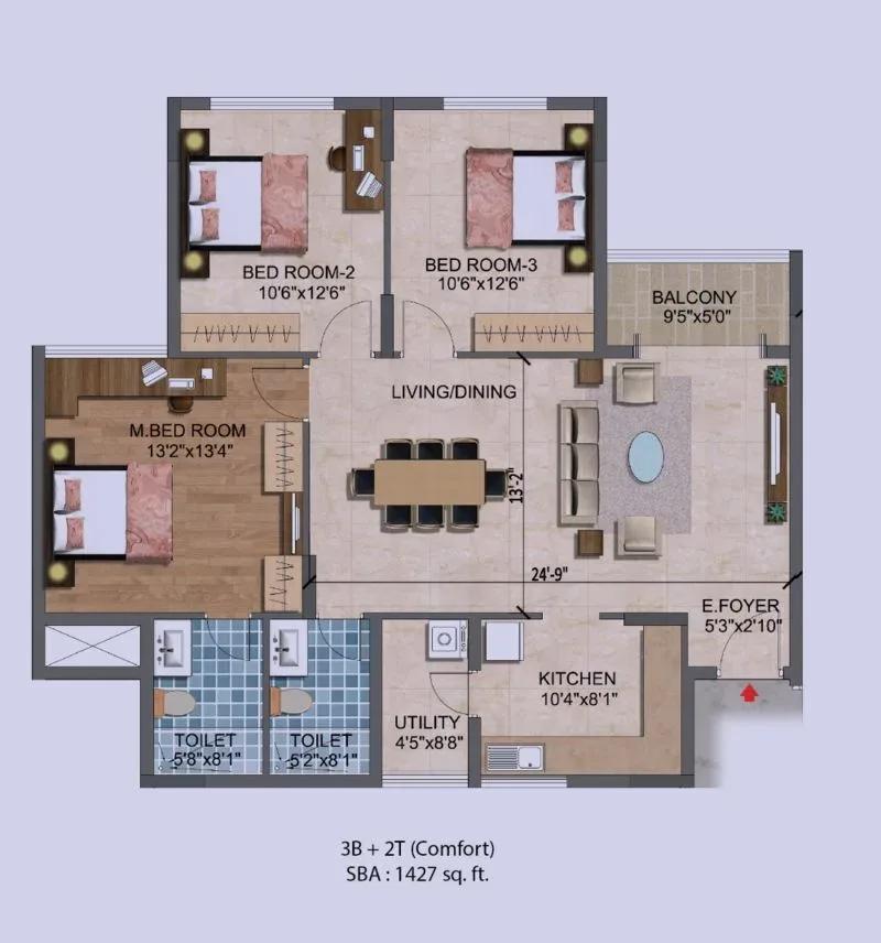 Purva Westend apartments floor plan