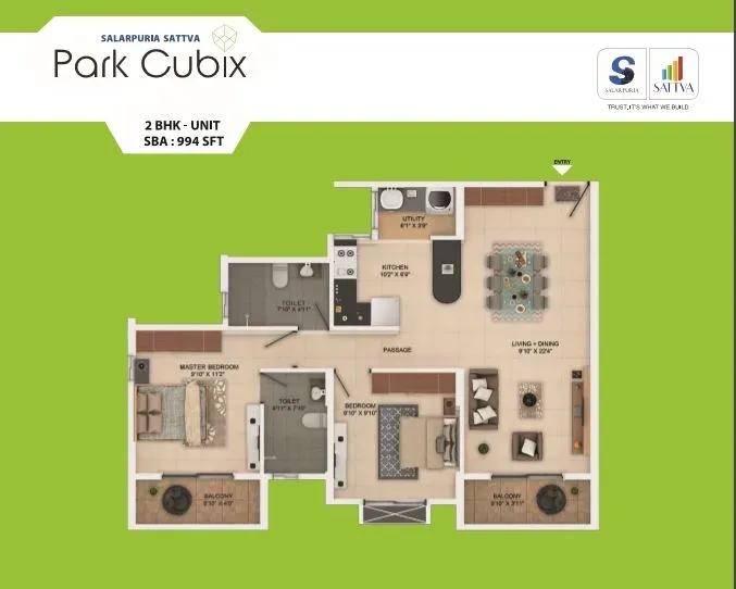Salarpuria Sattva Park Cubix apartments floor plan