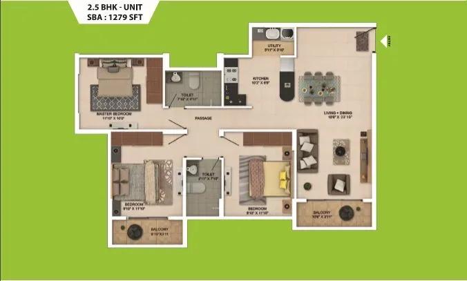 Salarpuria Sattva Park Cubix apartments floor plan