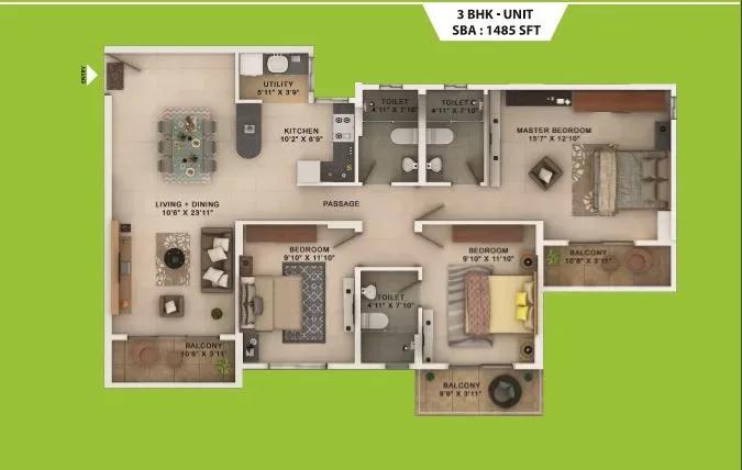 Salarpuria Sattva Park Cubix apartments floor plan