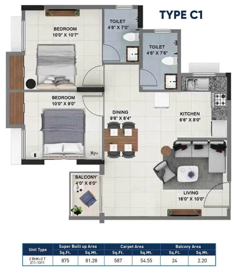 Sattva Ashraya apartments floor plan