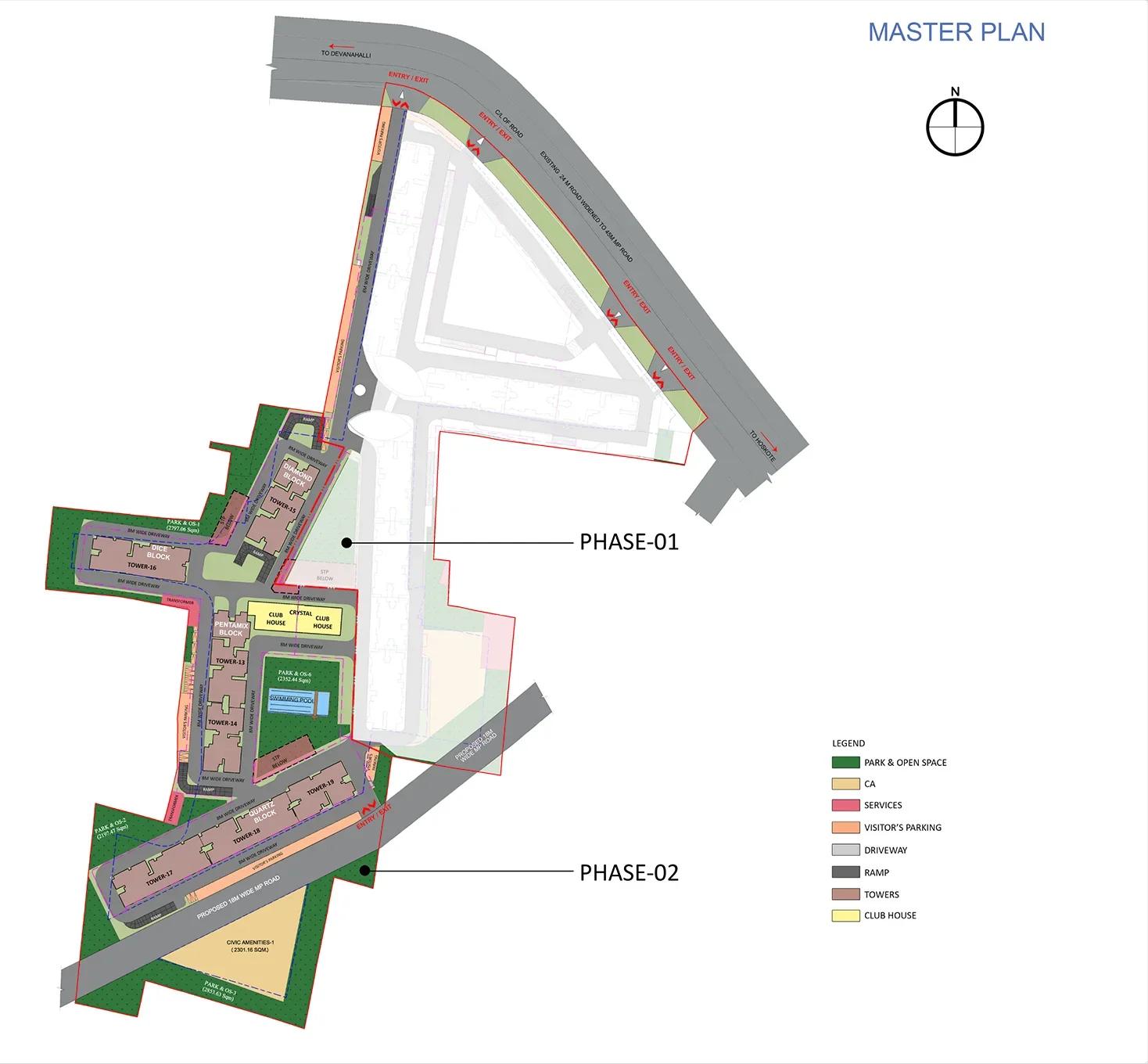 Sattva Park Cubix Phase 2 master plan showing Phase 1 and Phase 2