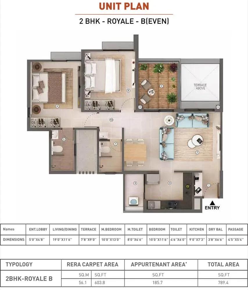 Shapoorji Pallonji Sensorium apartments 2 BHK floor plan