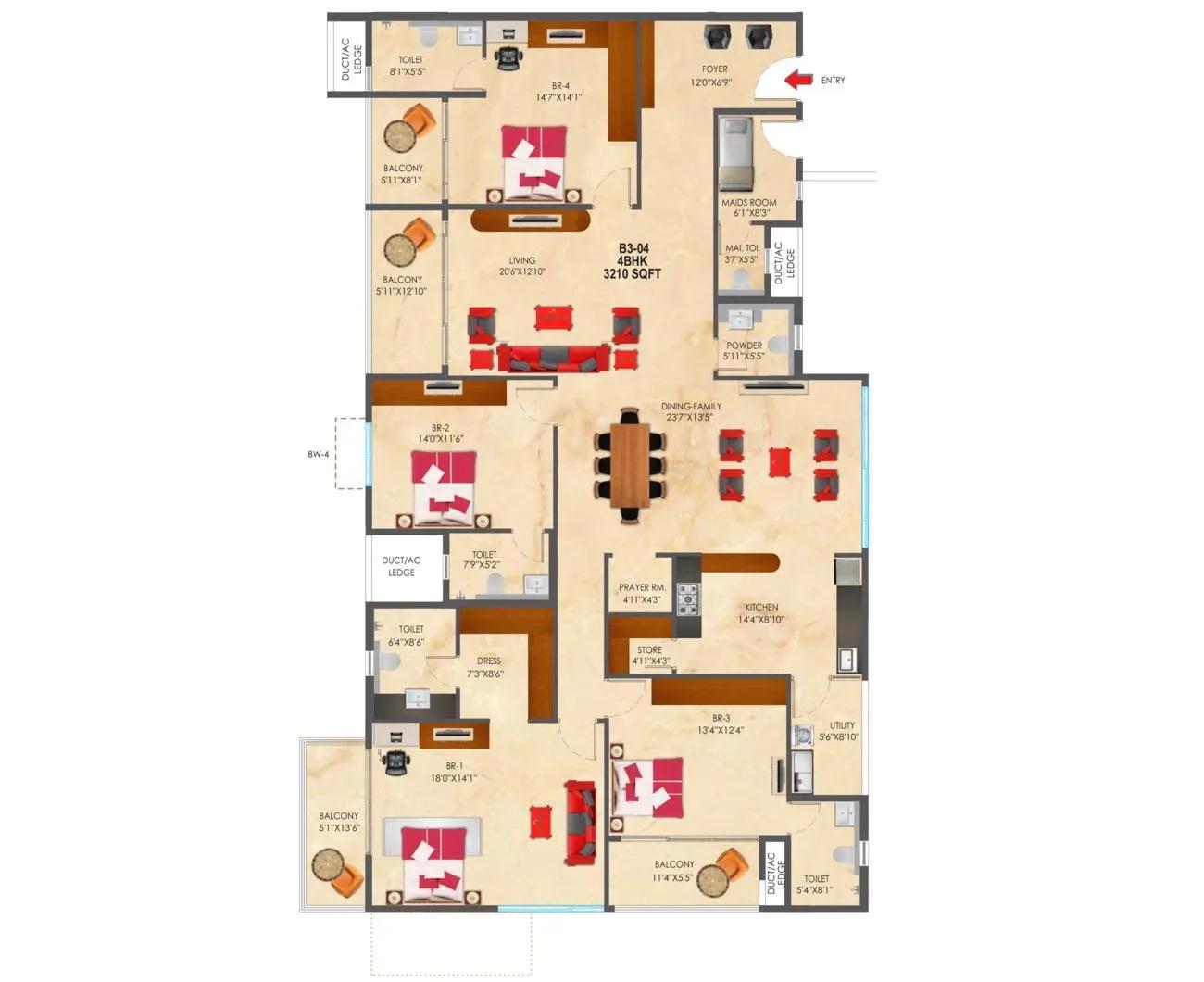 SNN Raj Etternia 4 BHK 3210 sq ft floor plan