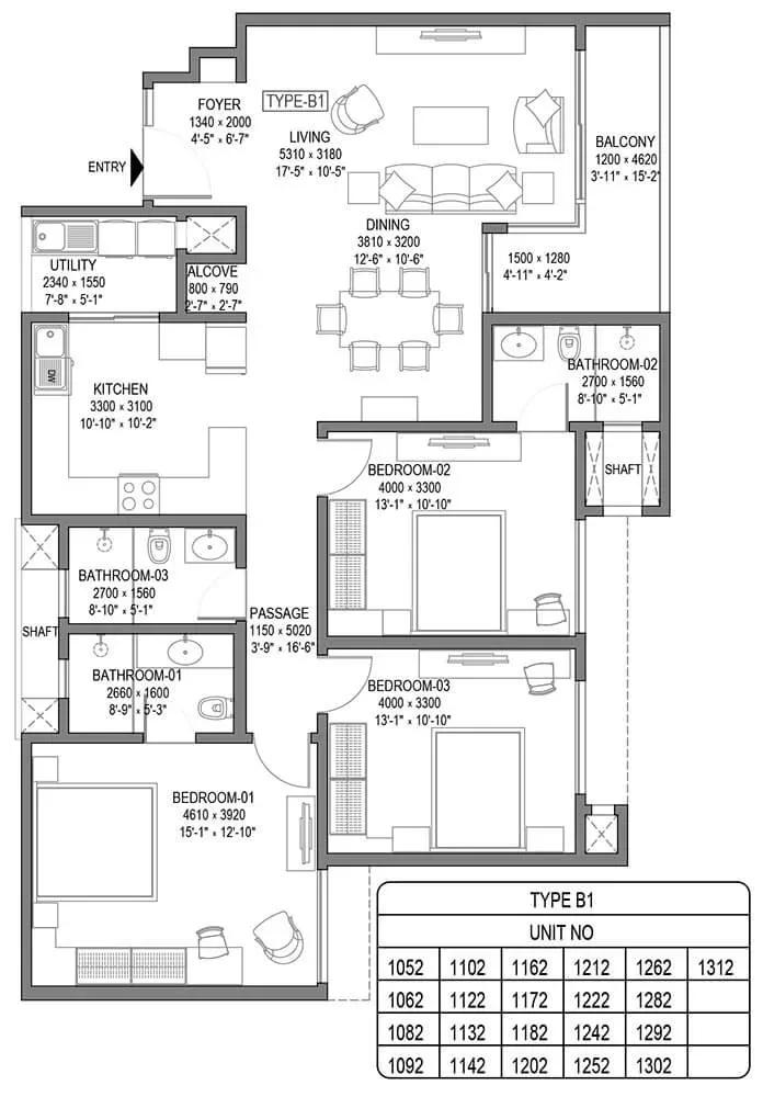Sobha Royal Crest apartments floor plan
