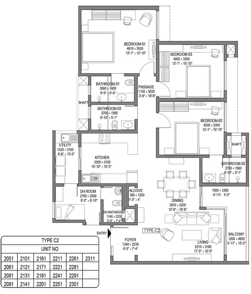 Sobha Royal Crest apartments floor plan