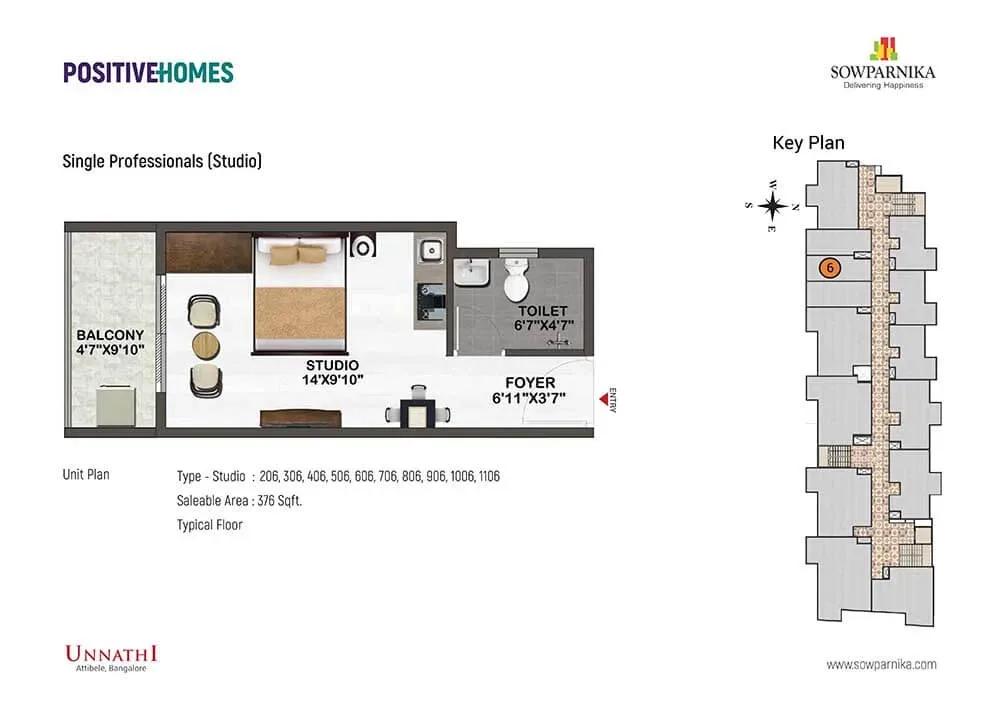 Sowparnika Unnathi Studio 376 sq ft floor plan