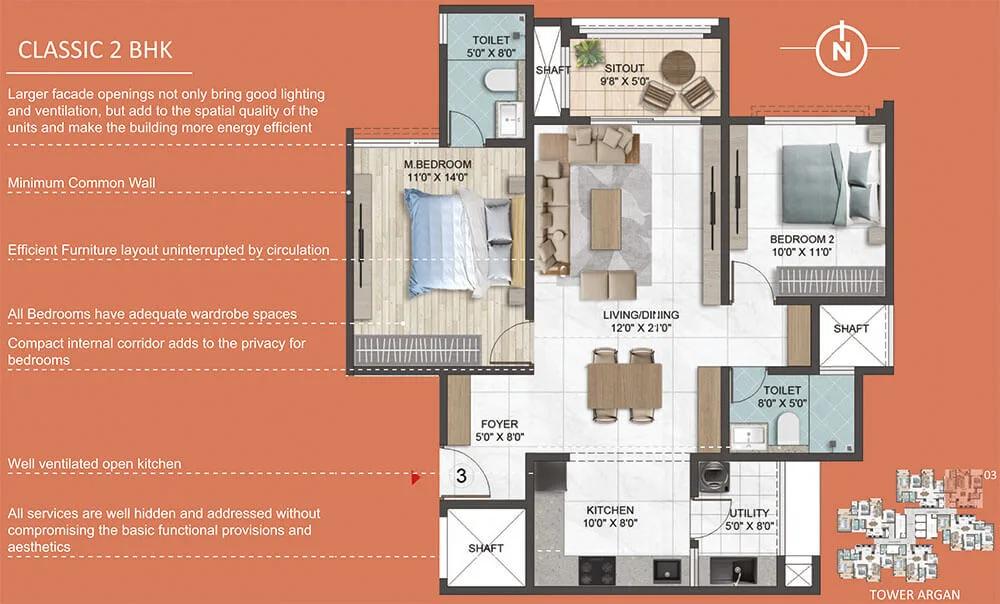 Sumadhura Epitome 2 BHK floor plan