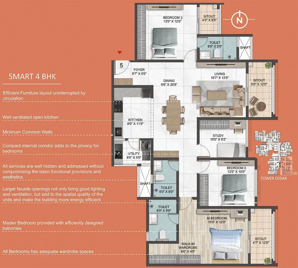 Sumadhura Epitome 4 BHK floor plan