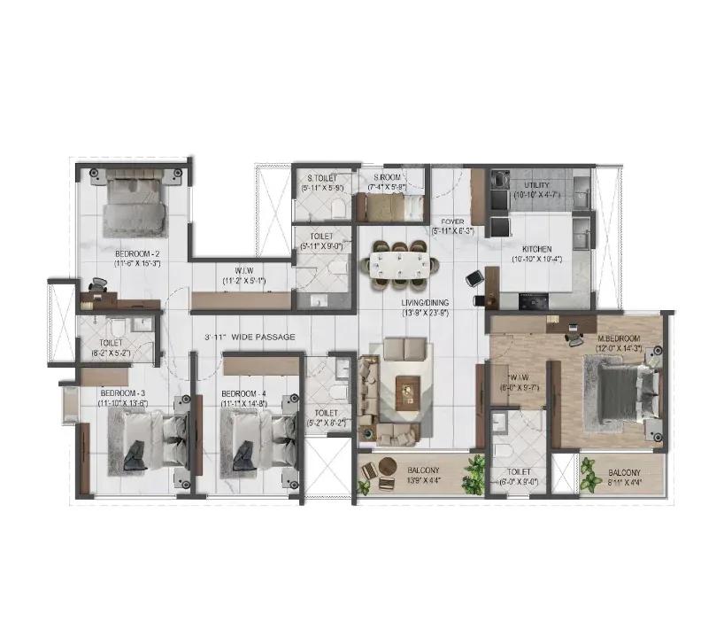 Sumadhura Solace apartments 4 BHK Elite floor plan