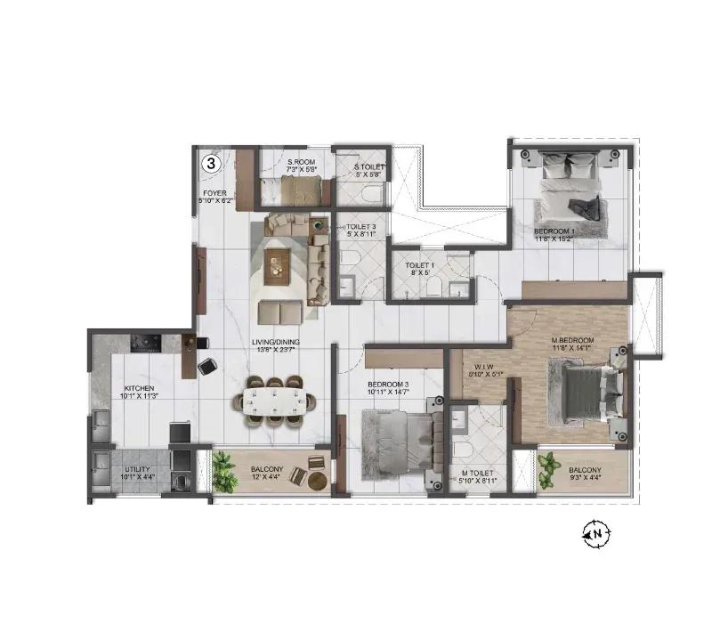 Sumadhura Solace apartments 4 BHK Regal floor plan