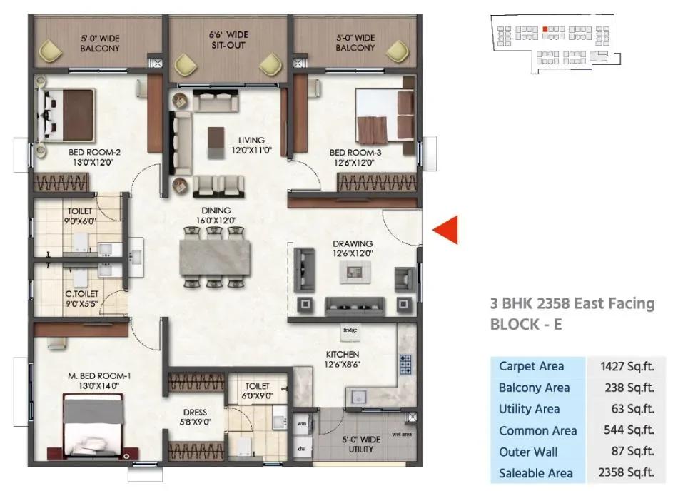 Tridasa Rise Apartments floor plan