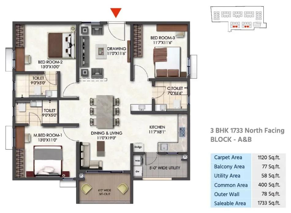 Tridasa Rise Apartments floor plan