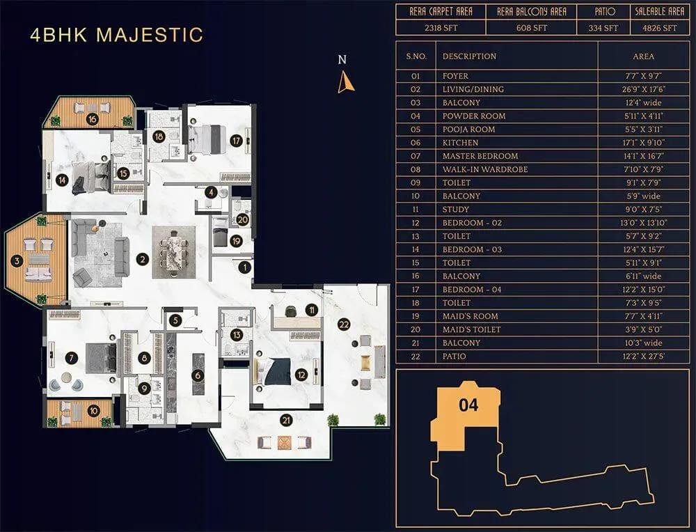 TVS Emerald Cascadia apartments floor plan