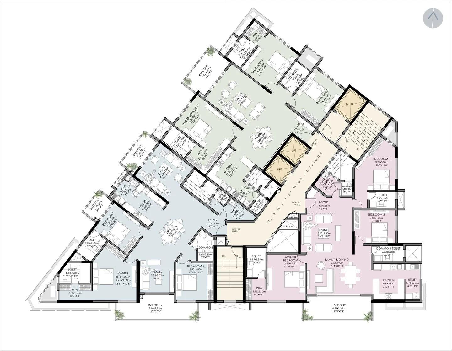 Vaishnavi AT-One Premiere typical floor plan, floors 2 to 6
