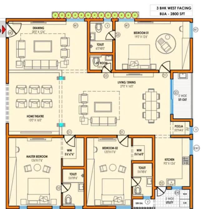 Vasavi Atlantis apartments floor plan