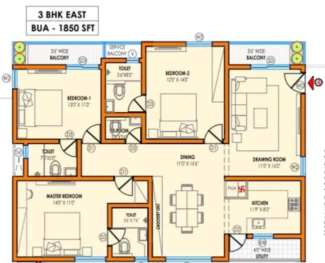 Vasavi Atlantis apartments floor plan